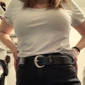 black and white stripped shirt